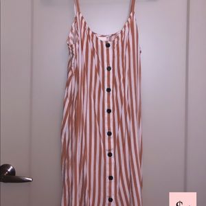 Salmon and White Striped Sundress